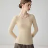 Suéter em 100% caxemira emagrecedor, novo para outono e inverno, para mulheres, gola redonda, caimento justo, peça base de tricô, roupa íntima