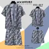 Camisa de Praia Masculina Ins Verão Solta Manga Curta Conjunto de Shorts Tendência e Bonito Roupa Floral de Praia para Casal