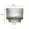 Copo de Vidro para Vela de Parede Grossa de Camada Dupla Fundo Espesso Suporte para Vela de Aromaterapia Estilo Europeu Friso Vertical Copo de Vidro para Vela de Parede Grossa Copo de Vidro para Vela com Fundo Curvo