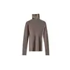 Suéter de punto fino sin costuras 100% lana pura para mujer, lavable a máquina, capa interior de punto de cuello alto, suéter fino de otoño ajustado 26