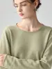 Nuevo suéter de punto de cuello redondo 100% cachemira pura para otoño e invierno para mujer, tejido suelto y versátil, top suave y cálido