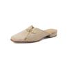 Zapatos Muller de Piel de Vacuno y Seda con Textura de Hebilla Xiangyun de Estilo Chino Nuevo 2024 Verano Tacón Bajo Grueso Piel Genuina Zapatillas Baotou para Mujer