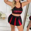 Fábrica Aliexpress Transfronterizo Nuevo Uniforme de Porrista Azul Fresco y Blanco para Mujer Ajustado Sexy Traje Uniforme