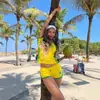 En Stock Sitio Web Independiente Verano Nuevo Estilo Americano Transfronterizo Brasileño Letra Moda Nicho Manga Corta Conjunto Camiseta Top Mayoreo