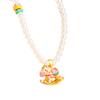 Tienda de oro con colgante de caballo balancín de color macarrón para hacer tú mismo con perlas, cadena de clavícula con collar de anillo de trote de color