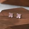 Pendientes de Flor de Lilo de Plata Pura S999 para Mujer Diseño de Nicho Temperamento Pequeños y Exquisitos Clavos para Cartílago de Oreja Flor C01390 Tornillos