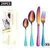 Popular Transfronterizo 1010 Vajilla de Acero Inoxidable Juego de 24 Piezas Cuchillo, Tenedor y Cuchara para Comida Occidental Juego de 24 Piezas Juego de Caja de Regalo de Vajilla