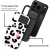 Funda de Teléfono con Película de Estampado de Leopardo en Contraste Negro y Rosa para iPhone 18 Pro, Funda Dura Brillante de Doble Capa, Funda Magnética para Apple 17 Pro