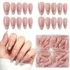 Unhas postiças usáveis da moda com 96 peças para exportação, apresentando formato amêndoa nude, estilo francesinha e um design moderno que realça o tom da pele.