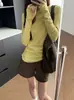 Camiseta de manga larga de color liso con cuello enrollado para mujer, primavera, verano, otoño, algodón copo de nieve, delgada, corte ajustado, camiseta básica, top protector solar