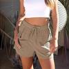 2024 Moda Transfronteiriça Europeia e Americana All-match Casual Shorts Textura Textura Bolso Duplo Elastômero Cintura Cordão Calças