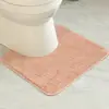 Alfombra de Piso Absorbente para Baño de Color Sólido Antideslizante en Forma de U para Inodoro Alfombra para Pies para Inodoro de Baño Alfombra para Puerta de Baño Alfombra Personalización