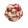 Tela de Microfibra Estampada Elegante de 6.6cm Flor Camelia Flor Pequeña Fragante Joyería Flor para Zapato Broche de Solapa Pinza para el Cabello Broche