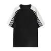 Camiseta de rayas de colores de alta calle manga corta hombre verano top T moderna holgada joven canalla guapo manga corta