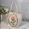 Bolsa de Hombro de Punto para Boda de Año Nuevo Patrón de Dibujos Animados Gran Capacidad Plegable Ligera Bolsa de Punto para Compras