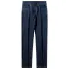 Jeans Slim Reto Masculino Azul Escuro Ultra-Fino Respirável Fresco Confortável Cintura Média Elástico Refrescante Verão 2026