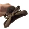 Pinza para el Cabello de Felpa Color Café Melard para Mujer, Otoño e Invierno, Pinza de Tiburón para la Parte Posterior de la Cabeza, Accesorio de Cabello de Alta Gama para Coletas Bajas