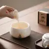 Lavabo de Porcelana Blanca con Brillo Similar al Jade, Adecuado para Lavar Tazas de Té, Recipiente de Agua de Cerámica, Tarro de Residuos de Té de Estilo Chino de Alta Gama, Tanque de Aguas Residuales para el Hogar