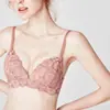 Ropa Interior Curiosa Estilo Francés para Mujer, Copa Fina, Copa de Triángulo Sexy de Encaje, Minimizador de Busto Grande, Push-Up, Conjunto de Sujetador sin Varillas