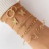 Moda Personalidad Retro Mariposa Círculo Abertura Pulsera Pulsera Juego de 5 Piezas Venta Caliente Transfronteriza Pulsera Metálica Hueca