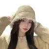 Chapéu de Pelúcia Doce Estilo Coreano para Outono e Inverno para Mulheres, Forrado com Fleece e Espessado, Dupla Face com Abas de Orelha Removíveis, Chapéu Lei Feng para Afinar o Rosto