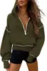 Sudadera Amazon Europea y Americana Otoño/Invierno 2026 con Cuello Camisero, Patchwork, Pulóver, Manga Larga, Media Cremallera, Estilo Casual para Otoño/Invierno