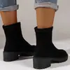 Botines nuevos de estilo comercio exterior, talla grande, gamuza, tacón grueso, plataforma para mujer, estilo transfronterizo, punta redonda, suela fina, botas Martin, moda estilo coreano
