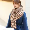 Bufanda a Cuadros para Mujer Ins Tendencia Invierno Versátil Estilo Coreano Chal de Doble Uso Chica Linda Estudiante Cuello Caliente
