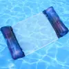 Balsa flotante inflable transfronteriza modelo nuevo hamaca para piscina balsa flotante plegable a rayas cama flotante inflable con red sillón flotante