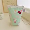 Tela de Algodón Estampada de Alta Densidad Bolso Cosmético Vertical Hecho a Mano con Lazo Bordado, Mayoreo