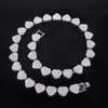 Joyería de Aleación 13mm Corazón Lleno de Diamantes Collar de Diamantes para Hombres y Mujeres Amazon Estilo Hip-Hop Fresco y Moderno Joyería de Cadena Venta al por Mayor