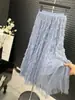 Falda de lana plisada de hilo irregular con estilo 'tipsy', línea A, gran vuelo, enagua, vestido nuevo de moda para primavera y verano, cintura elástica