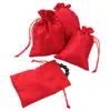 Bolsa de Joyería de Brocado para Pulseras, Collares y Accesorios, Bolsa de Regalo Festiva Roja, Bolsita con Cordón para Dulces