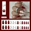 Vermelho rico com corações brilhantes e divertidos, versátil e moderno, unhas postiças removíveis estilo ins europeu e americano, 24 peças