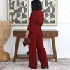 Ropa Femenina Transfronteriza Europea y Americana 2026 Primavera Nuevo Estilo Elegante Solapa Corbata Camisa de Color Sólido Pantalones de Pierna Ancha Traje Casual
