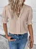 2026 Ropa de Mujer Transfronteriza Europea y Americana Amazon Verano Nuevo Estilo Cuello en V Elegante Manga Abullonada Color Sólido Camisa Top para Mujer