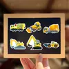 20 Peças de Ímãs de Geladeira de Veículo de Engenharia Magnético Macio Desenho Animado Versão Q Escavadeira Padrão Computador Metal DIY Adesivos Magnéticos Decorativos