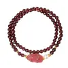 Pulsera apilable de doble círculo de granate natural para niñas, Pulsera Pixiu de cristal de fresa, Regalo de Año Nuevo para la mejor amiga, Pulsera de cuentas
