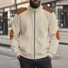 Chamarra Abrigo Amazon para Hombre de Peso Pesado Terciopelo Europeo Puntadas Cremallera Contrastante Manga Larga Otoño Casual