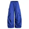 Diseño de Letra Floral Ropa de Trabajo Pantalones Largos de Pierna Ancha Estilo Urbano Tendencia Callejera Bolsillos Grandes Pantalones de Pierna Torcida Plisados para Hombre