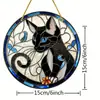 Gato Siamês Preto de Acrílico Disco Pegador de Sol Animal Criativo Colorido Pendente de Parede de Janela com Corrente