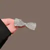 Grampo de Cabelo Prata com Laço de Strass para Mulheres, Presilha de Cabelo Brilhante com Pedras Zircônia e Diamante, Acessório de Cabelo com Presilha de Jacaré