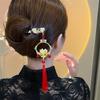 Horquilla de Loto Luminoso Metal Corte Antiguo Borla Linterna Horquilla Cheongsam Hanfu Moño