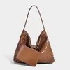 Bolsa de Mão Tecida Versátil Estilo Coreano para Mulheres, Bolsa de Ombro em Couro Macio, Bolsa Quadrada Pequena, Bolsa Transversal Casual Retro para Compras, Bolsa Mãe-Filha