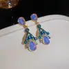 Brincos Pendentes de Cristal Strass Gota D'água Estilo Corte Retro Conjunto de Joias Colar Corrente para Clavícula Trabalho Pesado Luxo Leve Nicho