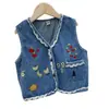 Chaleco de Mezclilla Bordado para Niñas, Atuendo Otoño 2026 Primavera-Otoño, Chaqueta Chaleco para Bebé, Chaleco de Primavera de Moda para Niñas