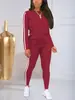 Amazon Cross-Border Novo Conjunto Esportivo Casual Feminino do Sudeste Asiático Cor Sólida Manga Longa Top e Calça Longa Conjunto de Duas Peças