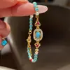 Pulsera de cuentas turquesas de lujo para mujer, diseño único, elegancia de alta gama, versátil, moderna y joyería personalizada