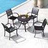 Mesas y Sillas de Madera Plástica para Exterior, Madera Anticorrosiva, Impermeable y Protector Solar, Restaurante Cafetería, Tienda de Té con Leche, Mesa y Sillas de Comedor para Exterior, Ventas Directas de Fábrica