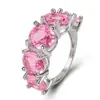 Desejo Venda Quente Novo Anel de Diamante Rosa Ametista Oval Cinco Elementos Diamante Diamante Amarelo Anel de Diamante Sintético de Luxo